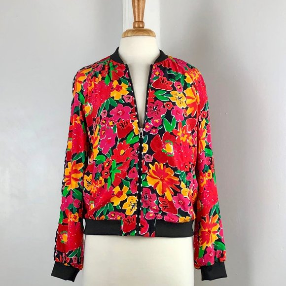 Zara Jackets & Blazers - Zara Polka Dot Floral Print Bomber Jacket.